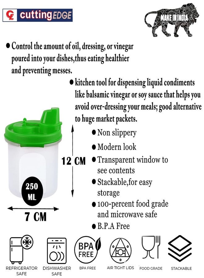 Cutting EDGE Air-Tight & Leak Proof Plastic Oil Pourer - for Vinegar, Sauces, Olive & Refined Oils, Easy Flow, BPA Free, Refrigerator Safe (Green) (2, 250ML) - Image 4